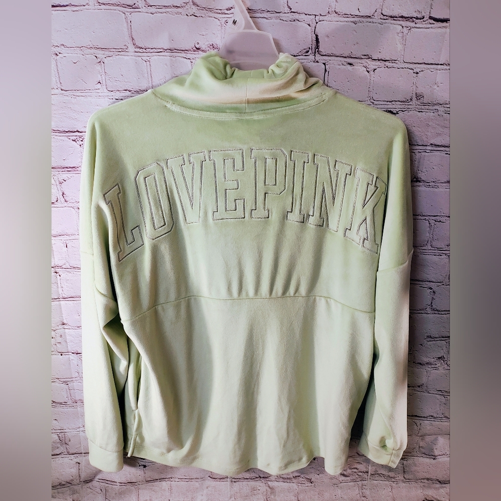 VS Pink Victoria's Secret Pullover"Love Pink"  Velour Cowl Neck Sweatshirt M